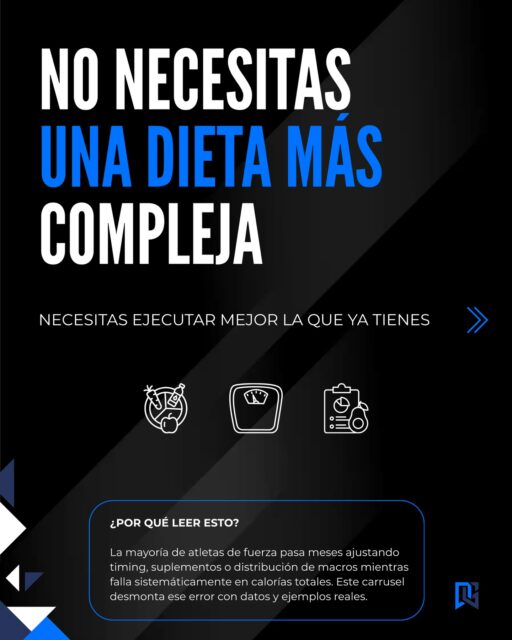 El problema no es tu plan. Eres tú ejecutándolo.📉

Antes de cambiar proteína, ajustar timing o añadir un suplemento, responde esto:

→ ¿Cuántos días de la última semana cumpliste tus calorías?
→ ¿Tu proteína media real coincide con tu objetivo?
→ ¿Estás midiendo la media semanal de peso o el dato de ayer?

🔹La mayoría de atletas optimiza el nivel 4 de su nutrición mientras el nivel 1 está roto. Adherencia antes que precisión.
Consistencia antes que perfección. Guarda esto si entrenas para rendir, no solo para parecer que lo haces.

#powerlifting #nutriciondeportiva #fuerzamaximafuerza #rendimiento #atletadefuerza